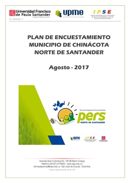 Plan De Encuestamiento Municipio De Chinácota Norte De Santander