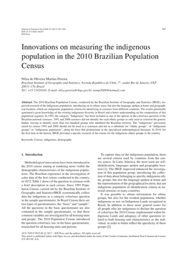 Innovations on Measuring the Indigenous Population in the 2010 Brazilian Population Census