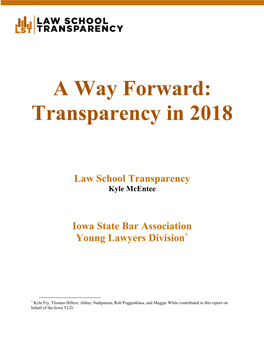 A Way Forward: Transparency in 2018