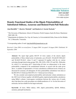 Density Functional Studies of the Dipole Polarizabilities of Substituted Stilbene, Azoarene and Related Push-Pull Molecules