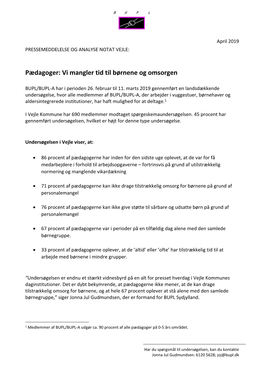 NY Bupls Vilkårsundersøgelse På 0-5 Års Området. Analysenotat Vejle Kommune