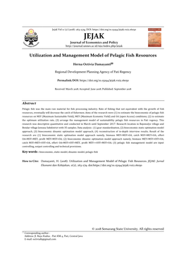Utilization and Management Model of Pelagic Fish Resources
