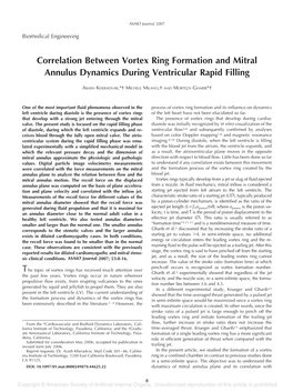 Correlation Between Vortex Ring Formation and Mitral Annulus Dynamics During Ventricular Rapid Filling