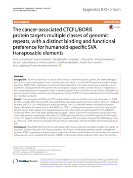 The Cancer-Associated CTCFL/BORIS Protein Targets Multiple Classes of Genomic Repeats, with a Distinct Binding and Functional Pr