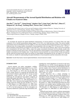 Aircraft Measurements of the Aerosol Spatial Distribution and Relation with Clouds Over Eastern China