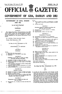 Government. of Goa, Daman and Diu -,OFFICIAL GAZETTE