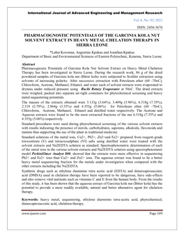 Pharmacognostic Potentials of the Garcinia Kola Nut