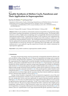 Tunable Synthesis of Hollow Co3o4 Nanoboxes and Their Application in Supercapacitors