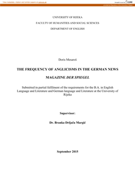 The Frequency of Anglicisms in the German News