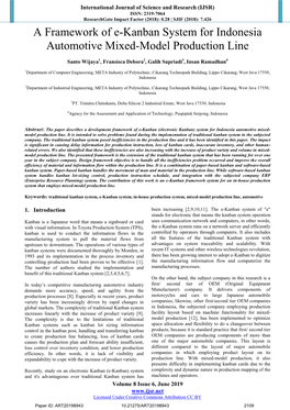 A Framework of E-Kanban System for Indonesia Automotive Mixed-Model Production Line