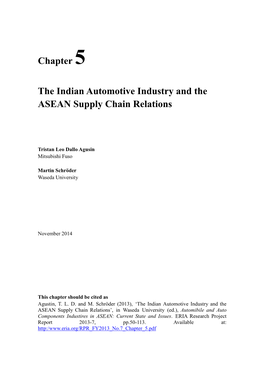 CHAPTER 5 the Indian Automotive Industry and the ASEAN Supply Chain Relations