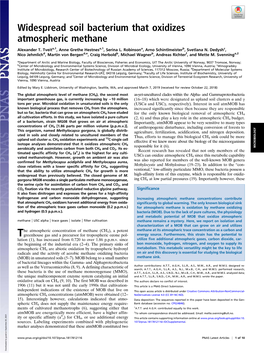 Widespread Soil Bacterium That Oxidizes Atmospheric Methane