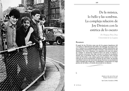 De La Música, Lo Bello Y Las Sombras. La Compleja Relación De Joy Division Con La Estética De Lo Oscuro