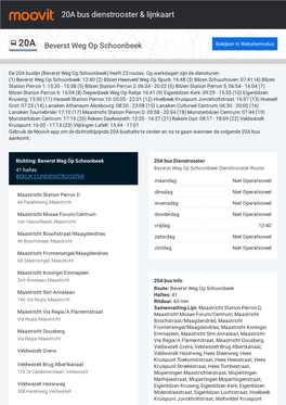 20A Bus Dienstrooster & Lijnroutekaart