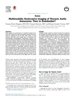 Multimodality Noninvasive Imaging of Thoracic Aortic Aneurysms: Time To