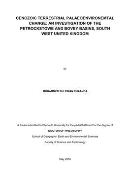 An Investigation of the Petrockstowe and Bovey Basins, South West United Kingdom