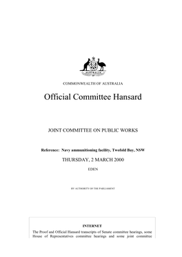 Official Committee Hansard