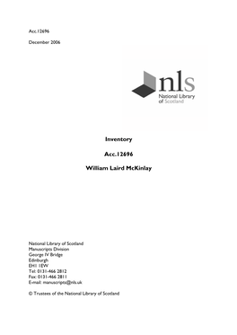 Inventory Acc.12696 William Laird Mckinlay