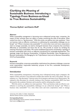 Clarifying the Meaning of Sustainable Business