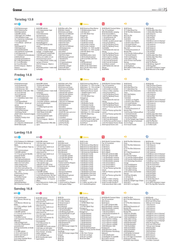 Fredag 14.8 Torsdag 13.8 Lørdag 15.8 Søndag 16.8