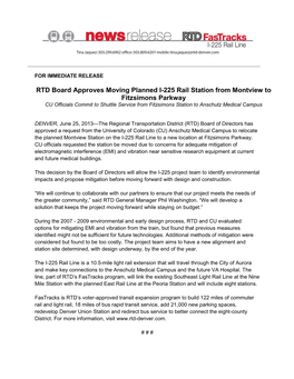 RTD I-225 Rail Line Montview Alignment Change