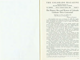 THE. COLORADO MAGAZINE Published Quarterly by the State Historical Society of Colorado