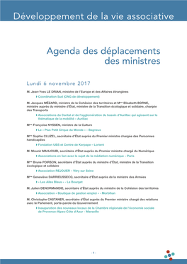 L'agenda De Visites Des Ministres