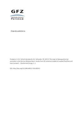 The Origin of Deep Geothermal Anomalies in the German Molasse Basin: Results from 3D Numerical Models of Coupled Fluid Flow and Heat Transport