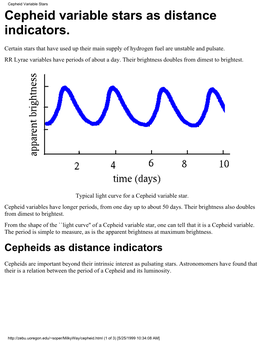 Cepheid Variable Stars Cepheid Variable Stars As Distance Indicators