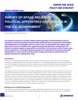 Survey of Space-Related Political Appointees and Offices in the U.S. Government