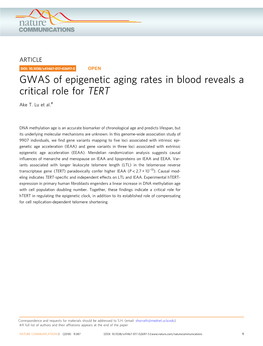GWAS of Epigenetic Aging Rates in Blood Reveals a Critical Role for TERT