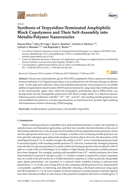 Synthesis of Terpyridine-Terminated Amphiphilic Block Copolymers and Their Self-Assembly Into Metallo-Polymer Nanovesicles