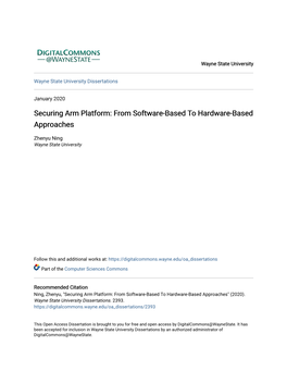 Securing Arm Platform: from Software-Based to Hardware-Based Approaches