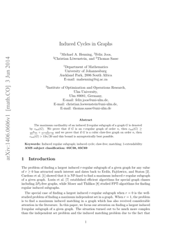 Induced Cycles in Graphs