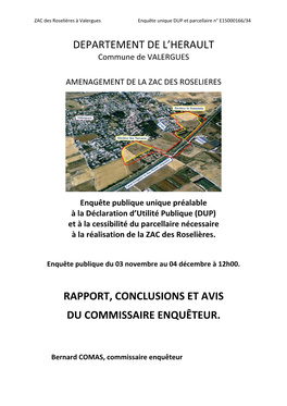 ZAC Des Roselières À Valergues Enquête Unique DUP Et Parcellaire N° E15000166/34