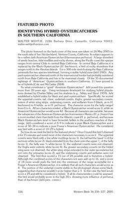 IDENTIFYING HYBRID OYSTERCATCHERS in SOUTHERN CALIFORNIA WALTER WEHTJE, 2286 Barbara Drive, Camarillo, California 93012; Walter.Wehtje@Verizon.Com