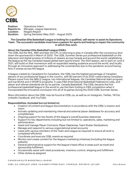 CEBL Operations Internship Spring-Summer 2021