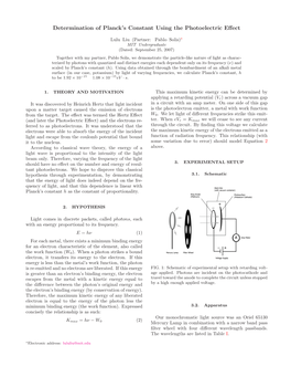 Determination of Planck's Constant Using the Photoelectric Effect