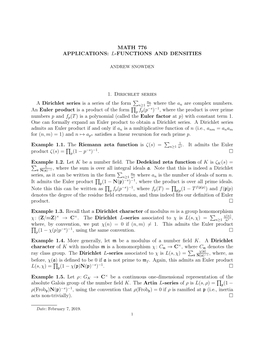 L-Functions and Densities