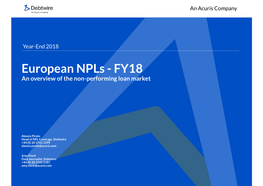 European Npls - FY18 an Overview of the Non-Performing Loan Market