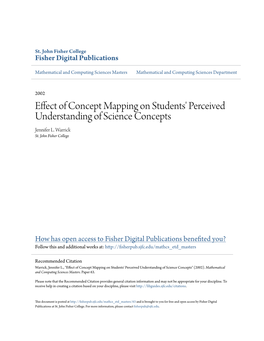 Effect of Concept Mapping on Students' Perceived Understanding of Science Concepts Jennifer L