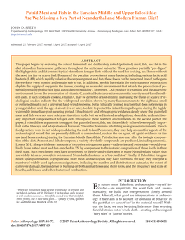 Putrid Meat and Fish in the Eurasian Middle and Upper Paleolithic: Are We Missing a Key Part of Neanderthal and Modern Human Diet?