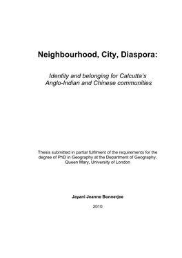 Neighbourhood, City, Diaspora