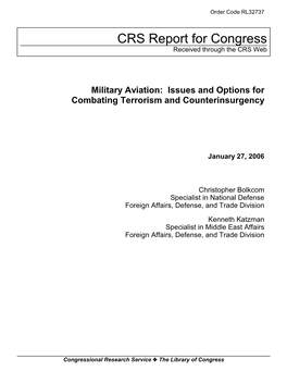 Military Aviation: Issues and Options for Combating Terrorism and Counterinsurgency