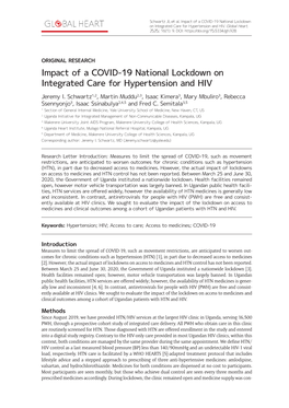 Impact of a COVID-19 National Lockdown on Integrated Care for Hypertension and HIV