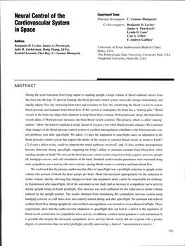 Neural Control of the Cardiovascular System in Space 177 Figure 3