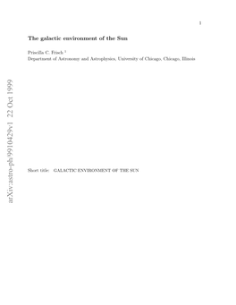 Arxiv:Astro-Ph/9910429V1 22 Oct 1999 Hr Title: Short Chicag of University Astrophysics, and Astronomy of Department Frisch C