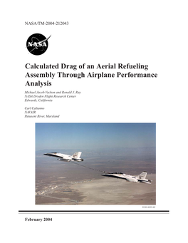 Calculated Drag of an Aerial Refueling Assembly Through Airplane Performance Analysis