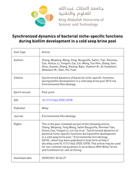 Synchronized Dynamics of Bacterial Nichespecific Functions During