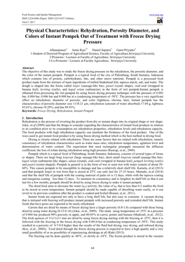 Rehydration, Porosity Diameter, and Colors of Instant Pempek out of Treatment with Freeze Drying Pressure